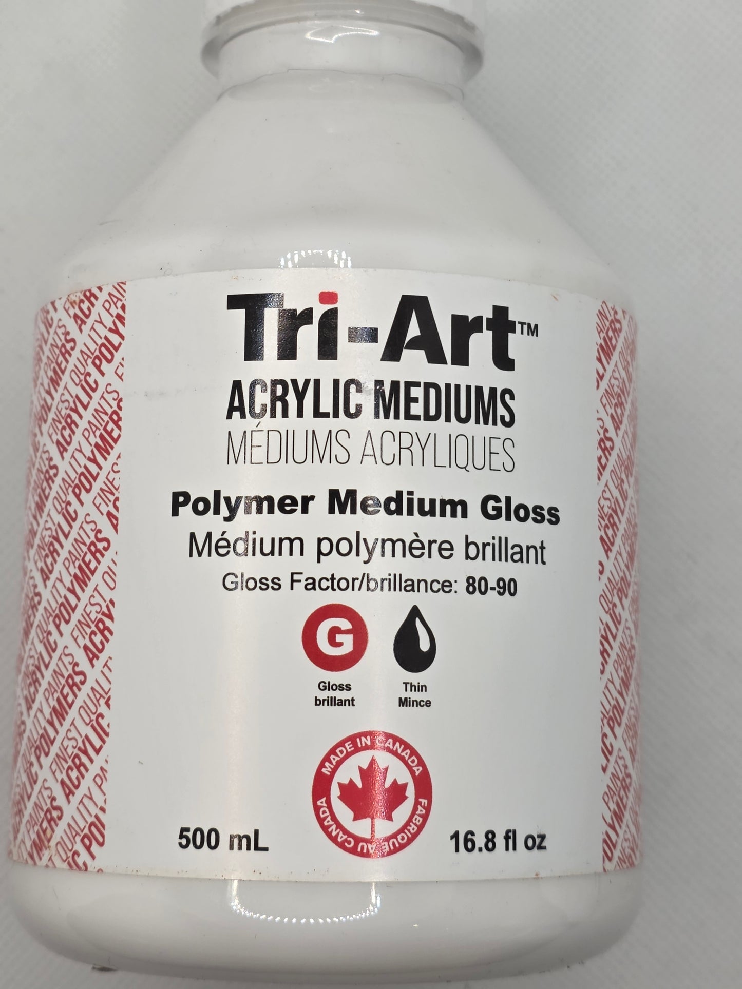 TA1372 Tri-Art Mediums Polymer Medium Gloss 500mL, blankt fortynningsmiddel for akrylmaling