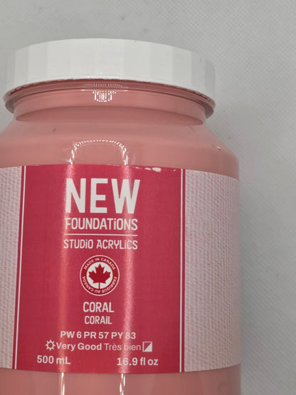 Tri-art: TA36904	New Foundations Acrylic	Coral	500mL