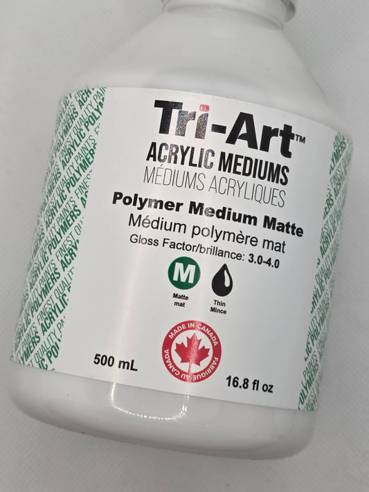 TA1376	Tri-Art Mediums	Polymer Medium Matte	500mL, Matt fortynningsmiddel for akrylmaling