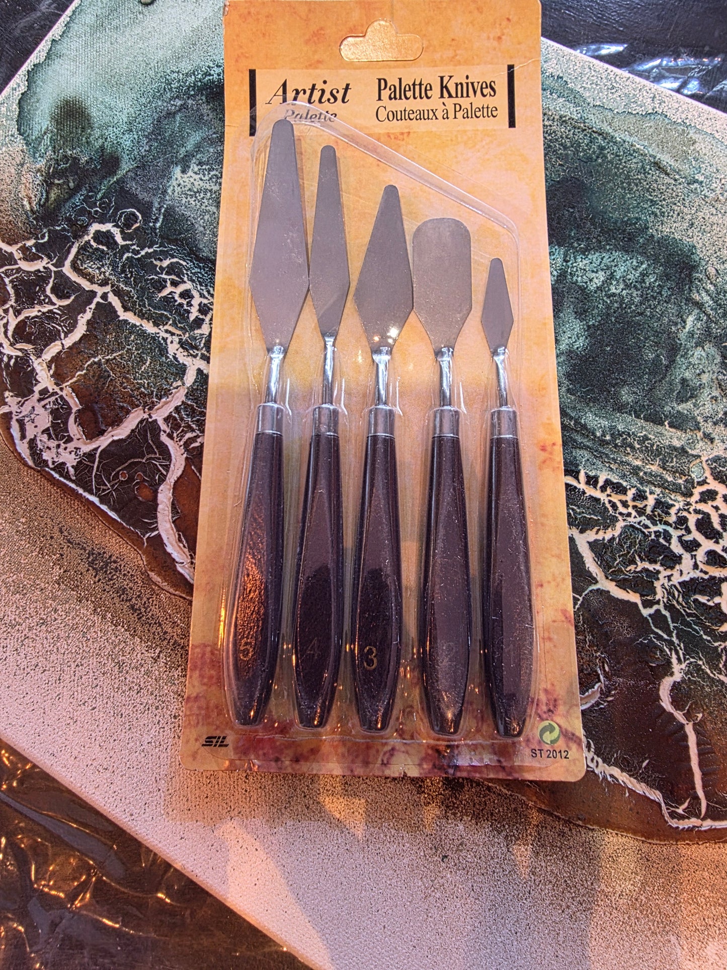 Palett kniver,  pakke med 5 ulike